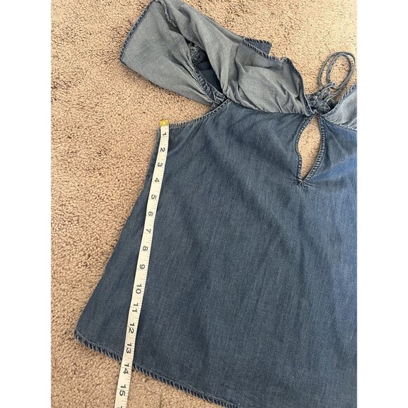 Express Chambray Over the shoulder Keyhole Blouse - M - Picture 10 of 10